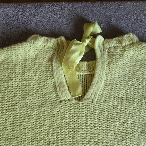 Anthropologie Maeve Cecile Bow-Back Sweater Bright Yellow Size XS - Picture 12 of 16